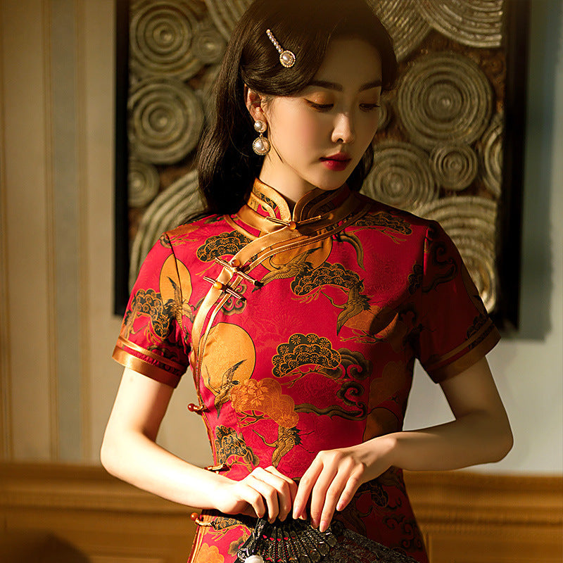 chinese new year dresses Enjocho Girls Chinese Traditional Dress New Year Embroidered Pearl Shawl Tassels Modern Elegant Zip Princess Outfits Cheongsam Qipao Chinese New Year