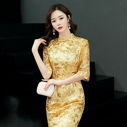 Gold Qipao & Cheongsam | Buy Gold Chinese Dresses Gold Qipao & Cheongsam | Buy Gold Chinese Dresses