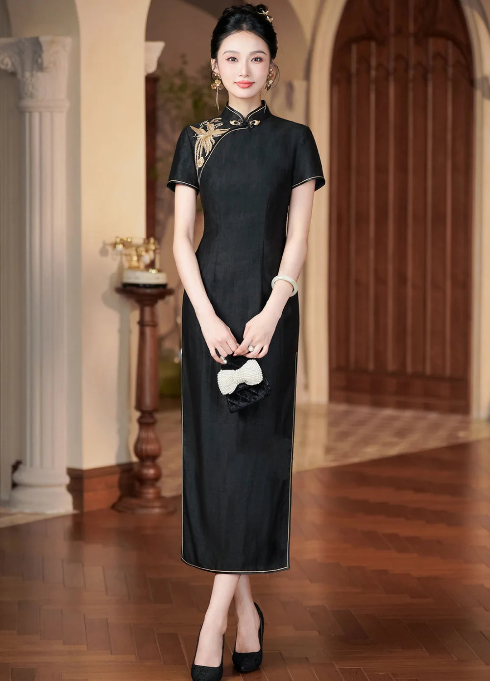 Black Chinese Wedding Dress Shop Bridal Qipao - Main Image