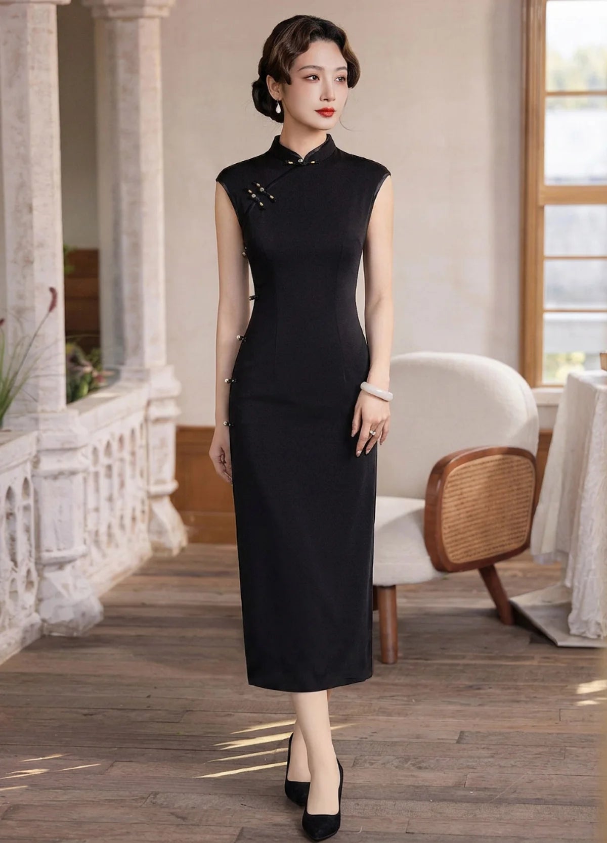 cottage cheese dressing Spring/Summer Floral Qipao Dress – Short Sleeve Modern Chinese Cheongsam for Women in Lyocell Brown / S