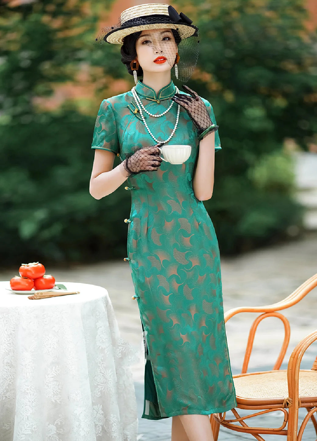 Qipao Cheongsam Vintage Silk Qipao Dress