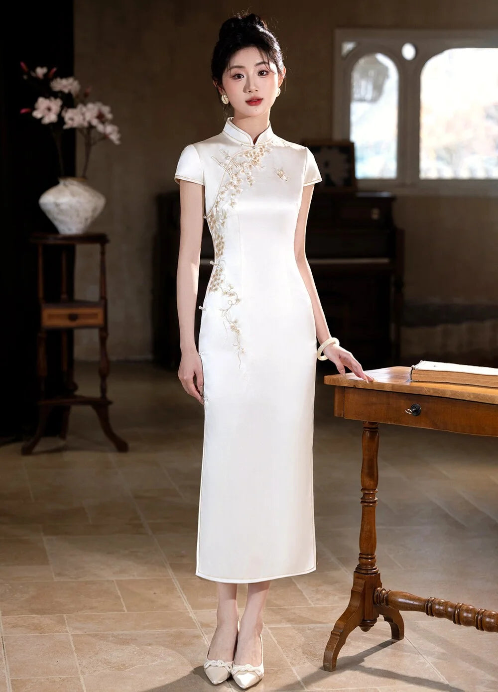 qipao wedding dress Trendy Off the shoulder Princess Pearl White Ball Gown Wedding Dresses main image 0