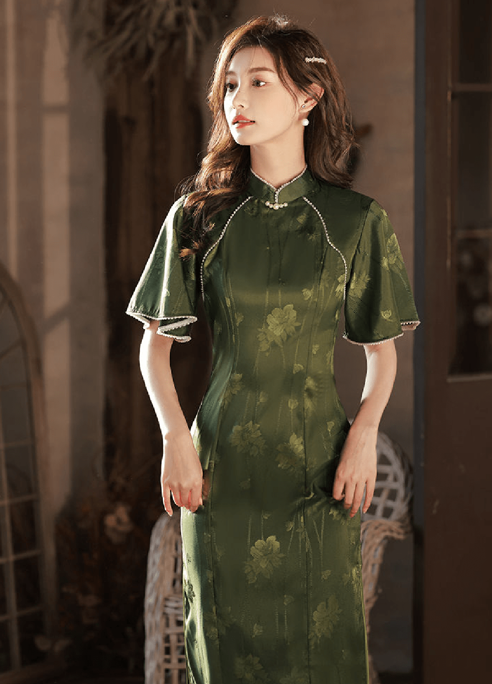 Blue Silk Qipao