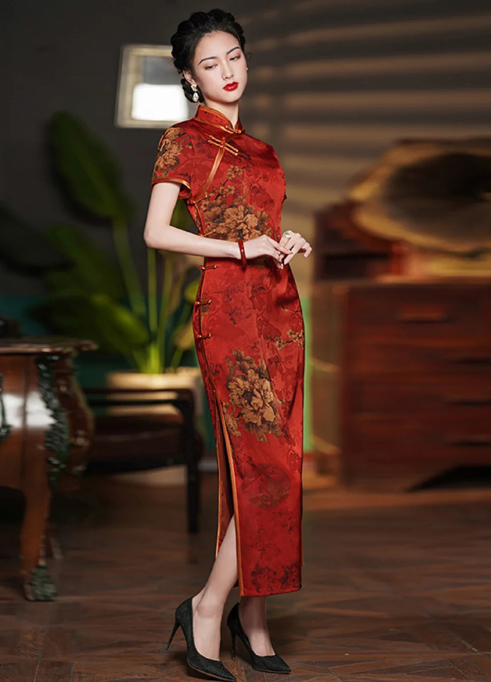 Traditional Red Qipao Cheongsam Dress traditional-red-qipao-cheongsam-dress