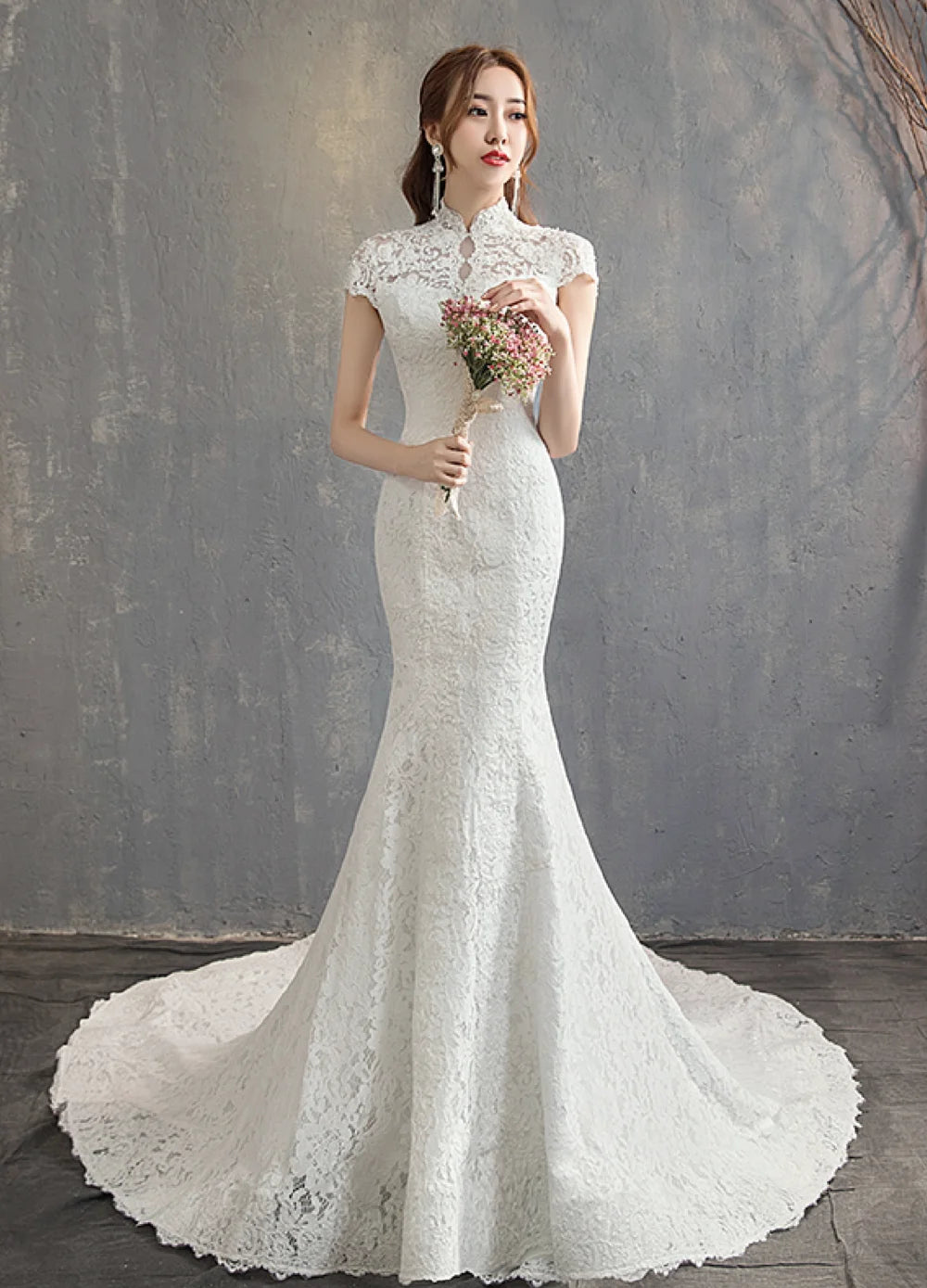 White Qipao Wedding Dress | White Chinese Wedding Dress